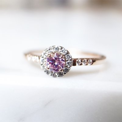 画像1: The RING Fancy Intense Purplish Pink   0.156ct SI2 中央宝石研究所ソーティング付