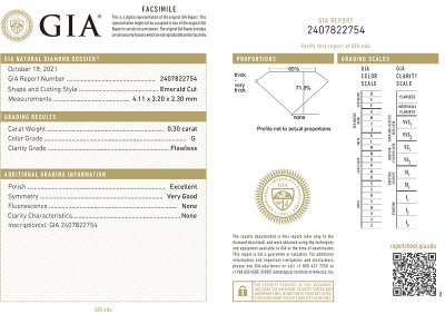 画像3: 裸石　0.304ct G FLAWLESS エメラルドカット (GIA鑑定書付)