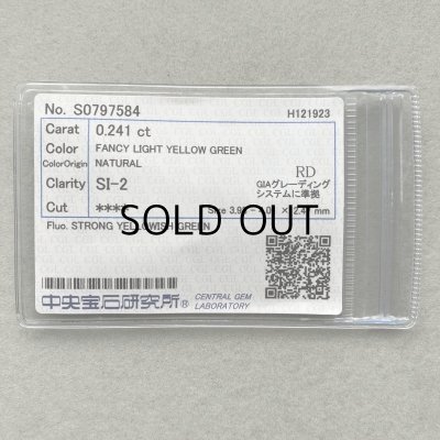 画像6: 裸石 0.241ct Fancy Light Yellow Green SI-2 中央宝石研究所ソーティング付