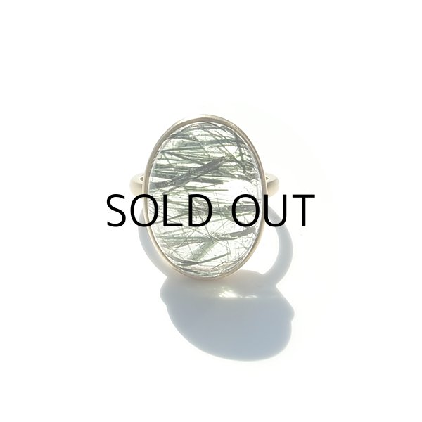 画像1: エピドート入り水晶 K18YGリング (1)