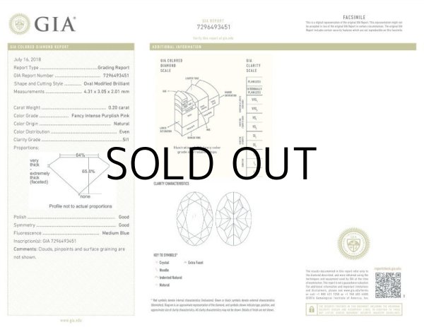 画像2: Fancy Intense Purplish Pink 0.20ct SI1 GIA鑑定書付 (2)