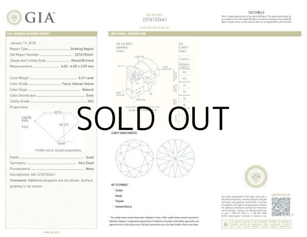 画像2: 裸石 0.27ct FANCY INTENSE YELLOW (天然) VS-2 GIA鑑定書付 (2)