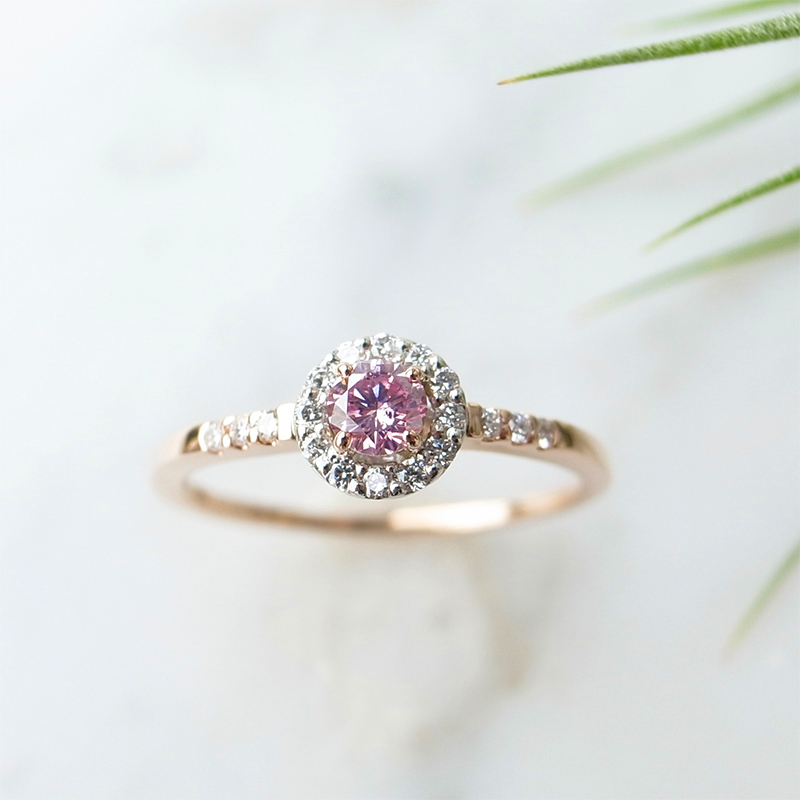 画像2: The RING Fancy Intense Purplish Pink   0.156ct SI2 中央宝石研究所ソーティング付 (2)